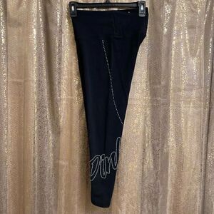PINK Victorias Secret Black‎ Iridescent Rhinestone High Waist Leggings, Small